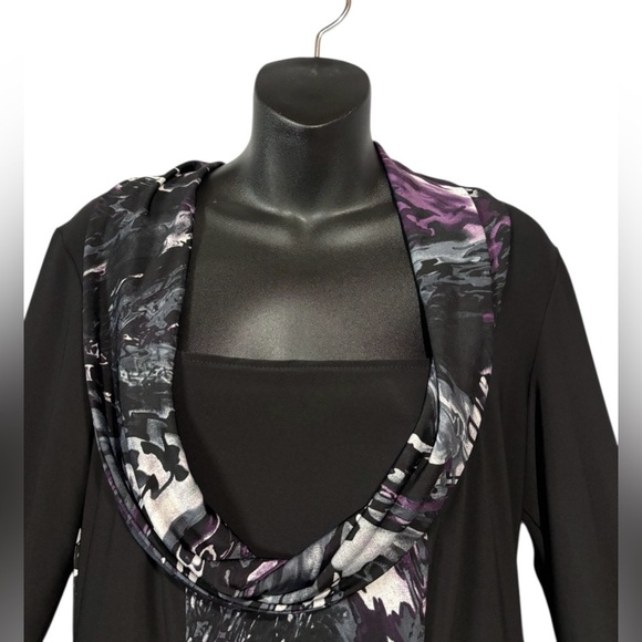 Frank Lyman Design, Chic Designer Tunic, Size 10, Black, White, Purple - Picture 5 of 10